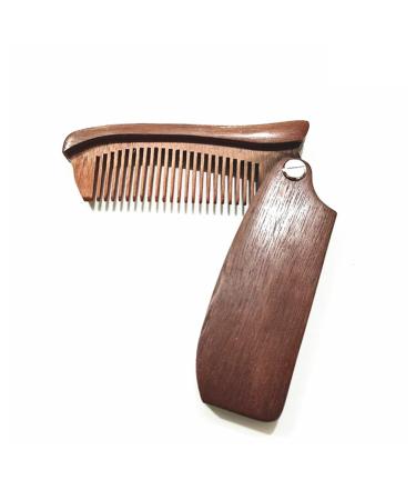 Red Sandalwood Wood Foldable Beard Hair Combs for Men Pocket Fine Tooth Mustache Combs Small Portable Folding Wooden Bangs Comb Red Sandalwood Comb