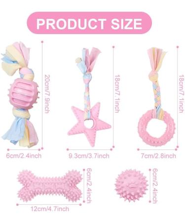 AnVerse 5 Pack Dog Toys Rope & Ball - Chewing & Dental Care Toys for Small Dogs - Pink - Buy Online on GoSupps.com