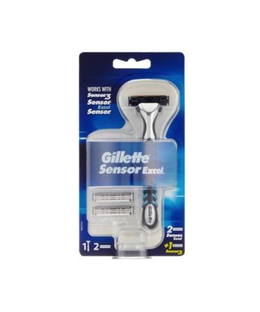 Gillette Sensor Excel Men's Razor + 3 Razor Blade Refills, Self-Adjusting Twin Razor Blades, Fit All Gillette Sensor Razors Razor + 3 Refill Blades