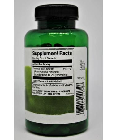 Swanson Yohimbe 500mg (Standardized) - 120 Capsules | Buy Online - Buy Online on GoSupps.com