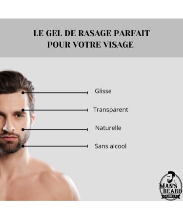 Man's Beard - Transparent Precision Beard Shaving Gel with Aloe Vera - Sensitive Skin - 75 ml - Ingredients of Natural Origin - 100% Made in France - Buy Online on GoSupps.com
