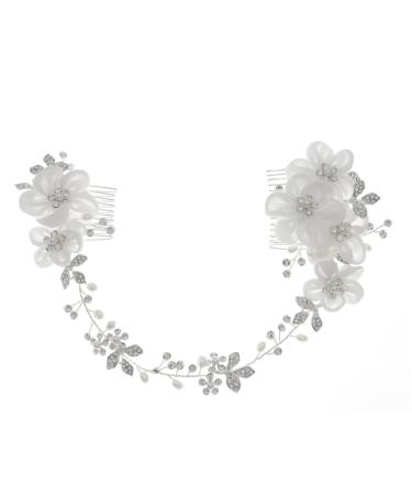 minkissy Chiffon Flower Comb Bridal Headpiece Flower Hair Accessories Bridal Headdress Bridal Hair Accessories Bridal Comb Wedding Hair Comb Wedding Hair Accessories Veil Manual Bride