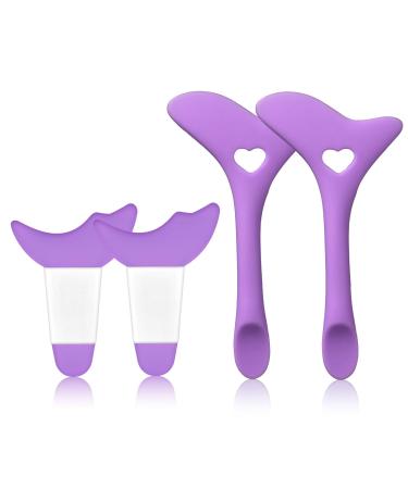 4pcs Eyeliner Stencils Multifunction Reusable Silicone Eyeliner Aid Tool Eyeliner Guide Tool Mascara Shield Applicator Eye Makeup Stencils for Eyeliner Eyelashes Eyeshadow Lipstick (Purple)
