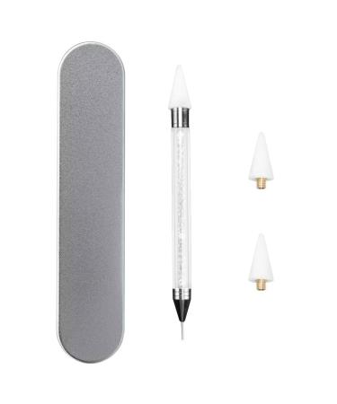 OOTDAY Dual Ended Rhinestone Dotting Pen Picker Rhinestone Tool Dotting Picker with 2 Extra Wax Tips for Crystals Gems Stones White