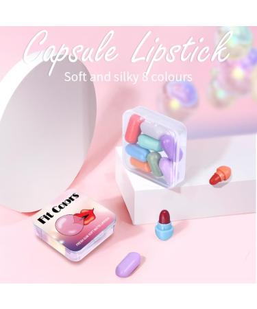 8 Colors Mini Matte Lipstick Set - Long Lasting Waterproof Lipstick Capsules for Girls & Women - Buy Online on GoSupps.com