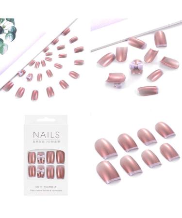 Bohend Fashion Square False Nails - Pink Bowknot Glitter Press-On Nails for Women & Girls | 24 Pcs Party Nails - Buy Online on GoSupps.com