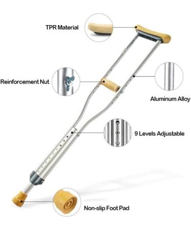 Walking Crutches Sticks for Adults (1 Pair) Lightweight Adjustable Aluminum Underarm Crutches Ergonomic Medical Crutches Maximum Load-Bearing 300lbs (Size : 92cm-112cm) anniversary Lucky Star Selfless 132cm-152cm - Buy Online on GoSupps.com