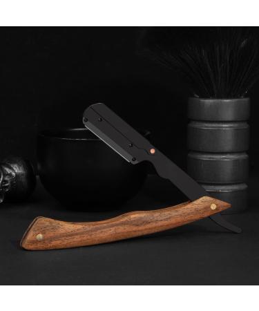 Safety Straight Razor for Men - Professional Barber Shaving Razor with 10 Blades Stainless Steel & Wooden Handle - Buy Online on GoSupps.com