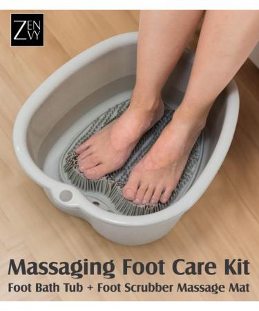 ZENVY Foot Bath Tub & Silicone Scrubber Set | Relaxing At-Home Foot Spa for Ultimate Soothing Massage - Buy Online on GoSupps.com