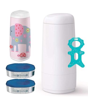 Buy Angelcare Dress-Up XL Starter Set - Diaper Pail 2 Refill Cassettes & Elephant Family Cover | Top International Shipping - Buy Online on GoSupps.com