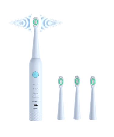 Sonic Electric Toothbrush for Kids and Adults, 5 Modes with 2 Min Build in Timer, Ultrasonic Toothbrush with 4 Brush Heads USB Charging Power Toothbrush, Dentist Recommended