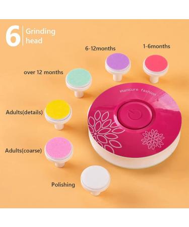 Electric Children Nail File & Safe Nail Cutter Manicure Set - 6 Interchangeable Grinding Heads for Kids & Adults - Red - Buy Online on GoSupps.com