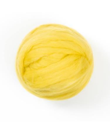 Kondoos Colored Natural Wool roving, 8 OZ. Best Wool for Needle Felting, Wet Felting, handcrafts and Spinning. (Lemon Yellow)