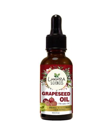 Organic Grapeseed Oil | Hair Body & Face Moisturizer | Helps Reduce Wrinkles Stretch Marks | Hydrates Dry Skin & Enhances Hair Growth | Cold-Pressed | 1.01 Fl Oz (30ml)