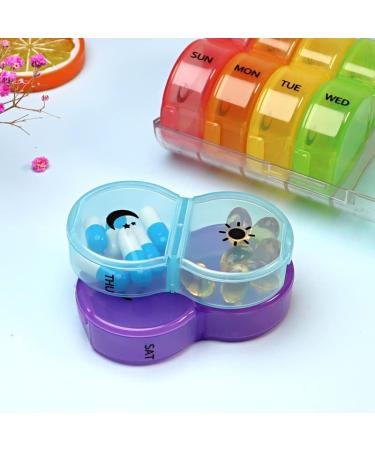 Weekly AM/PM Pill Box - Daily Organizer for Fish Oil Vitamins & Supplements | BPA-Free Dust-Proof | Colorful Rainbow Design - Buy Online on GoSupps.com