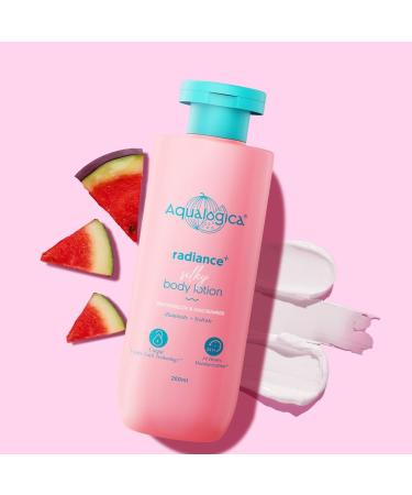 Aqualogica Radiance+ Silky Body Lotion | 24H Deep Moisturization with Watermelon & Niacinamide | Daily Moisturizer - 200ml (6.7 Fl Oz - Buy Online on GoSupps.com
