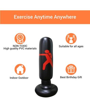 Inflatable Boxing Punching Bag for Kids/Adults - Vertical Boxing Column Tumbler Sandbags Practice Karate Training - Includes Boxing Gloves (63) - Buy Online on GoSupps.com
