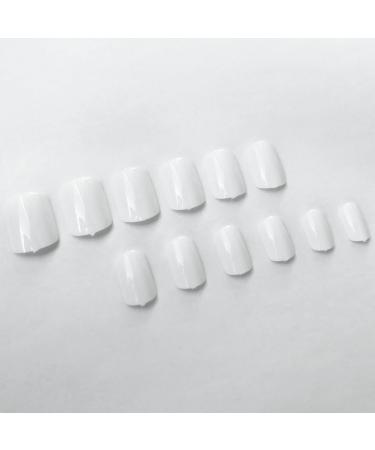 LuckForever Short Press on Nails - 240pc Glossy White Full Cover Fake Nails with Adhesive Tabs & Nail Files - Perfect for Women - Buy Online on GoSupps.com