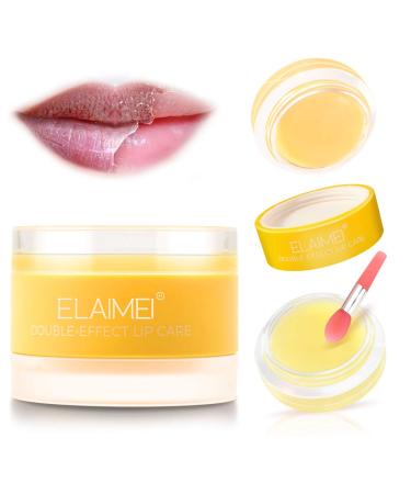 Lip Sleeping Mask with Lip Scrubs Exfoliator & Moisturizer Double Effect Lip Mask Overnight for Dry Cracked Lips Lip Masks Treatment Care Peeling Lip Primer Lip Repair Balm (Orange)