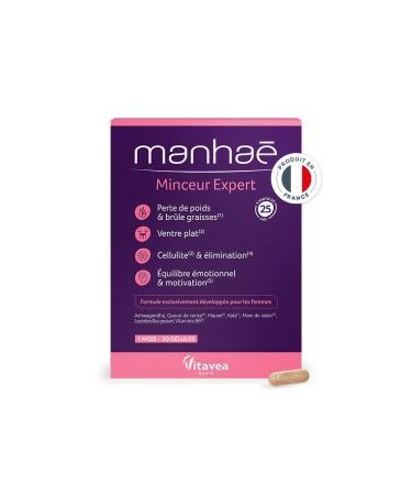 Manha - Expert Slimming Supplement - Weight Loss Fat Burn Flat Stomach Elimination Cellulite - Lactobacillus Gasseri Cherry Tail - 1 Month Program - 30 Capsules