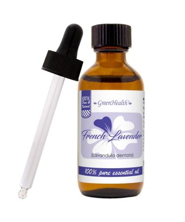 French Lavender 2 fl oz (59 ml) Glass Bottle w/Glass Dropper 100% Pure Essential Oil GreenHealth