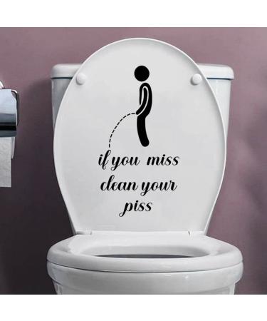 3 Pcs Funny Toilet Stickers, If You Miss Clean Your Piss Funny Decals, Waterproof Vinyl Wall Art Sign Decor, Removable Toilet Seat Quote Murals for Toilet WC Restroom Door Seat Bathroom Decoration