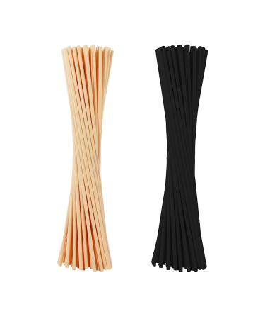 Daiuni rattan sticks for room fragrance 20 cm x 3 mm diffuse rattan rattan reed fiber aroma diffuse sticks for essential oils in the home office hotel spa 50 pieces (25 nature 25 black)