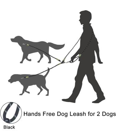 Hands Free Dog Leash for 2 Dogs Crossbody Double Dog Lead Rope for Running Walking Training Nylon Reflective Heavy Duty Dog Leash Belt for Large Medium Small Dogs (Black-2) - Buy Online on GoSupps.com