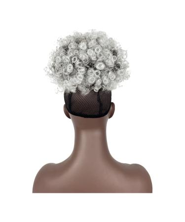 Gray Afro Puff Drawstring Ponytail with Bangs - Salt and Pepper Afro High Puff Bun for Women - Short Kinky Curly Hair Bun - Synthetic Ponytail Extension (T1B/Gray) - Buy Online on GoSupps.com