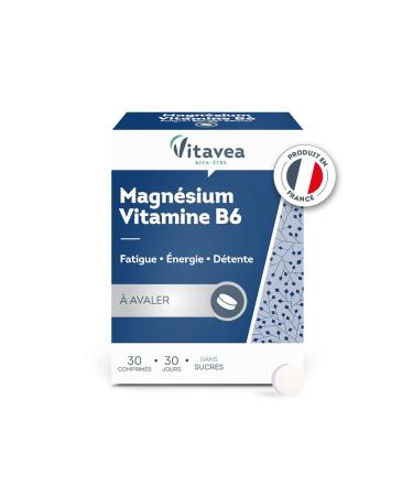 Vitavea Magnesium Vitamin B6 Food Supplement Fatigue, Relaxation, Energy, Relaxation, Nervous Balance - Magnesium B6 - 30 Tablets - 30 Day Cure - Made in France