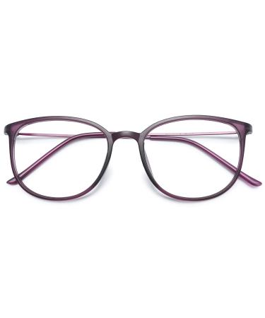 Koosufa Classic retro nerd glasses women men glasses without prescription glasses frames round panto glasses glasses frame fake glasses vintage with case violet