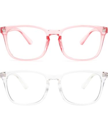 Livho blue light filter glasses women TR90 blue light glasses without container super-light anti-fatigue computer glasses gaming goggle clear+pink clear