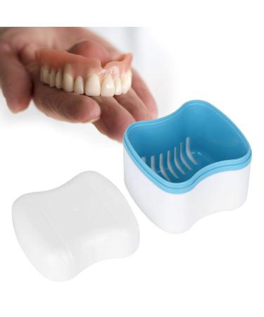 Denture Bath Case for False Teeth Storage | Travel Holder & Net Container | Retainer Cleaning - Light Blue - Buy Online on GoSupps.com