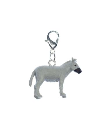 Minibling donkey charm zipper puller horse farm muli mule - handmade fashion jewelry i chain pendant silver -plated - beggar pendant beggar strap - trailer for bracelet