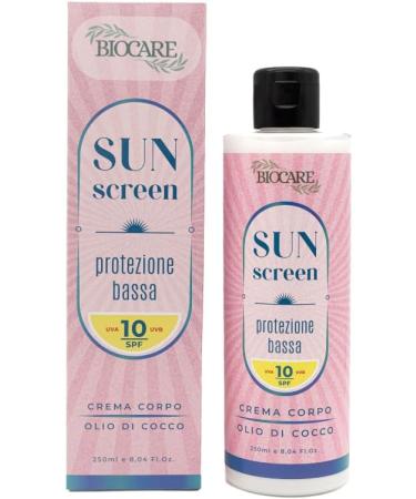BIOCARE SHOP srl SUN SCREEN Protection Low Uva 10 SPF Low protection sun cream suitable for dark skin Makes the tan a sign of health and wellbeing 250 ml Biocare Made in Italy - Buy Online on GoSupps.com