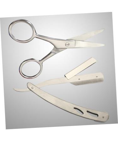 Beavorty Stainless Steel Hairdresser Razor & Mustache Scissors Set - Precision Trimming Tools for Men - Buy Online on GoSupps.com