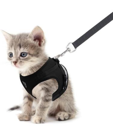 Meioro Dog Harness with Leash - Soft Padded Adjustable Vest for Small & Medium Dogs & Cats - Black XS (26-29cm) - Reflective & Comfortable - Buy Online on GoSupps.com