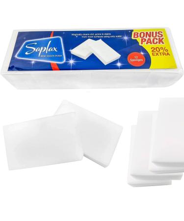 12 x Saplax Magic Eraser Sponge - Melamine Sponge Home Cleaning - Chemical Free Cleaner for Pads Wipes Dirt Stain Grime & Marks from Most Household Surfaces - Kitchen Bathroom Tile Shoe - Buy Online on GoSupps.com