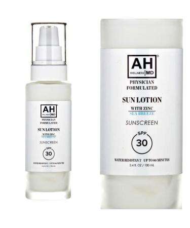 AHWellnessMD Body Sunscreen SPF 30 Anti Aging Moisturizer For Women  Broad Spectrum Physical Sunscreen with Zinc Oxide  Tinted Sunscreen  Non-Greasy  Improves Skin Smoothness  3.4oz