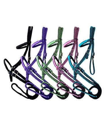 Braided Nylon Bitless Bridle w/Reins Teal