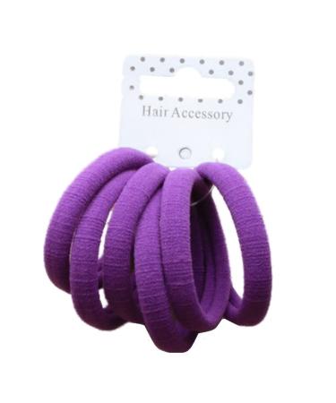 Set of 6 Purple Soft Jersey Endless Hair Elastics Bobbles Bands by Pritties Accessories Purple 6 Count (Pack of 1)