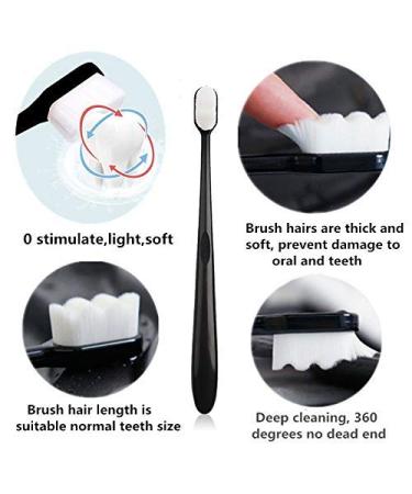 Ultra Soft Adult Toothbrush 2 Pack - Extra Soft Bristles for Sensitive Teeth - Good Cleaning Effect, Oral Gum Recession - Black+White - Buy Online on GoSupps.com