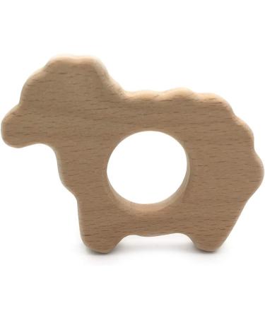 Wendysun 2pcs Cute Cartoon Sheep Wood Teether for Babies - Natural Beech Teething Toy - Buy Online on GoSupps.com