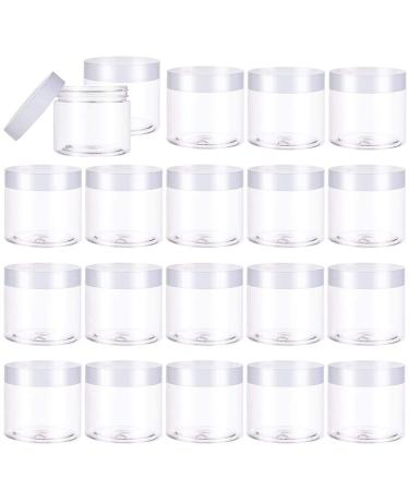 20 PCS 2oz Plastic Empty Jars with Lids(White),Wide-Mouth Refillable Storage Containers for Cosmetics,Empty Storage Container for Candy,Beads,Slime Making,Crafts,Creams,Gifts