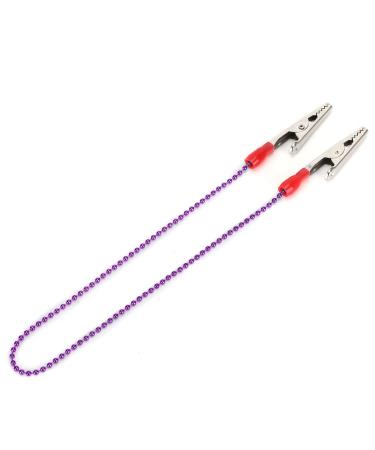 Verdant Touch Dental Bib Clip Dental Bib Clip Napkin Holder with Flexible Steel Ball Chain Dental Supplies 5 Pack Purple