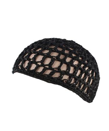 Women's Mesh Crochet Hair Net Crochet Cap Handmade Hairnet Snoods Cover Night Sleeping Hair Net Hat Women Bonnet Head Scarf Cap(Black)