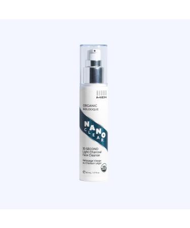 Nano Clear Facial Organic 30-SECOND Light Charcoal Face Cleanse for Men 50 ml - USDA Organic Exfoliating Face Wash & Scrub Natural Charcoal Oil Control and Reduce BlackHeads and WhiteHeads