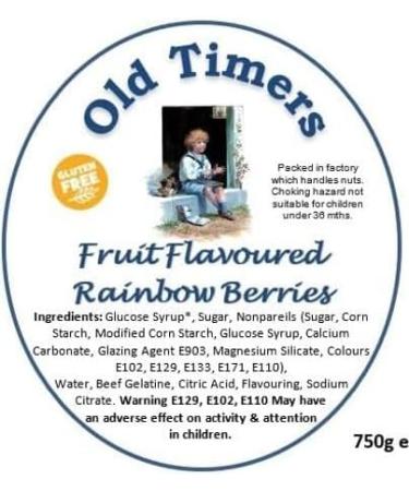 Fruit Flavoured Rainbow Berries in Reusable 970 millilitre Victorian Style Plastic Jar 750 grams - Buy Online on GoSupps.com