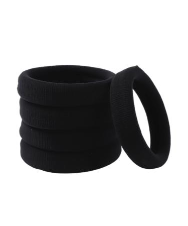 Grutyopkn 20pcs Black Hair Ties Heavy Curly Elastic Hair Ponytail Holders Solid Headbands No Seamless Cotton Hair bands women girls hair Ties accessories (Black)