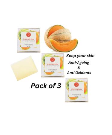 Musk Melon Handmade Natural Bar Soap - Moisturizing Body & Face Soap for Men & Women | 3 Soap Set (7.9 Oz) - International Shipping Available - Buy Online on GoSupps.com